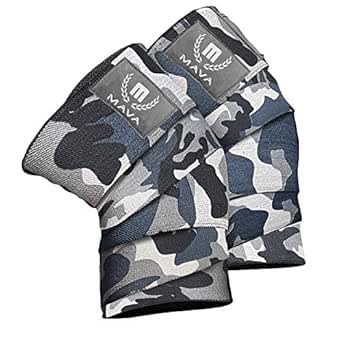 Mava Sports Knee Wraps (Pair) for Men & Women | Ideal for Cross Training, WODs, Gym Workouts, Weightlifting, Fitness & Powerlifting | Knee Straps for Squats | 72" Compression & Elastic Support