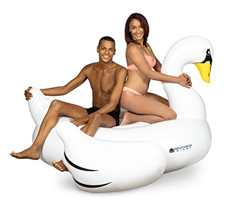 Inflatables Giant White Swan Plastic Pool Float, 6' Wide - Pump Included