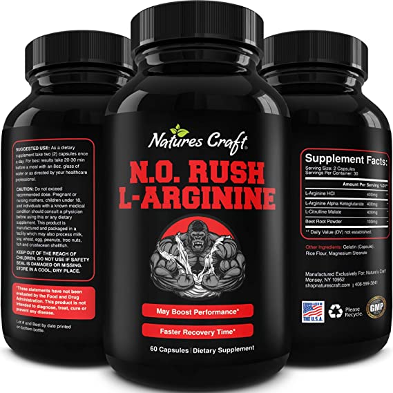 Nitric Oxide Booster Complex with L-Arginine & L-Citrulline – Amplifier for Increased Endurance – Powerful Antioxidant – Weight Loss Support Vitamin for Men Women Teens