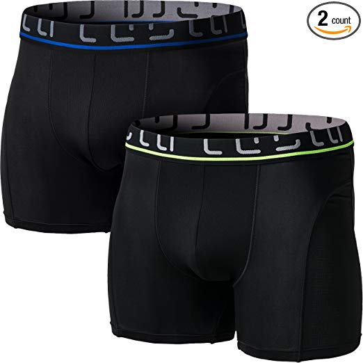 Tesla Men's Athletic Stretch 6" No-Fly Brief Dri Fit Underwear Trunk (2-Pack) MBU12/MBU05