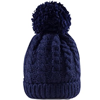 Women's Winter Beanie Warm Fleece Lining - Thick Slouchy Cable Knit Skull Hat Ski Cap