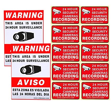 VideoSecu 12 Home CCTV Surveillance Security Camera Video Sticker Warning Decal Window Alarm Signs CKK