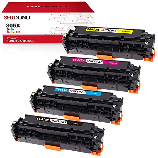 Shidono Compatible Toner Cartridge Replacement for HP 305X 305A CE410X Fits with HP Laserjet Pro 400 Color M451dw/M451dn/M451nw/M375nw/M475dn/M475dw Printer,[4-Pack, 1Black/1Cyan/1Yellow/1Magenta]