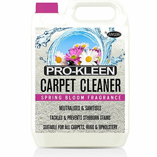 Pro-Kleen Carpet Cleaning Solution Upholstery Shampoo – Spring Bloom Fragrance - Professional High Concentrate Cleaner Solution - Suitable For All Machines - 5 Litres
