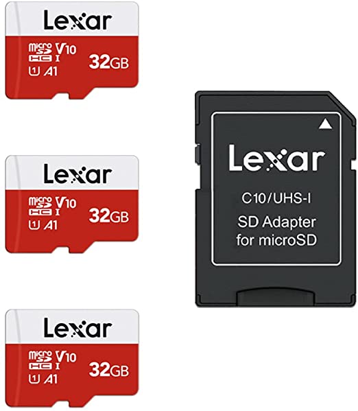 Lexar 32GB Micro SD Card 3 Pack, microSDHC UHS-I Flash Memory Card with Adapter - Up to 100MB/s, U1, Class10, V10, A1, High Speed TF Card (3 microSD Cards   1 Adapter)