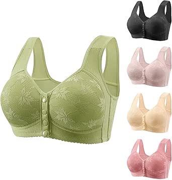 Daisy Bras for Older Women Front Closure Bras Push Up Bra No Underwire Plus Size Front Button Bra