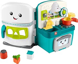 Fisher-Price Baby & Toddler Toy Laugh & Learn Learning Kitchen Playset with Music Lights & 5 Play Pieces for Kids Ages 6  Months