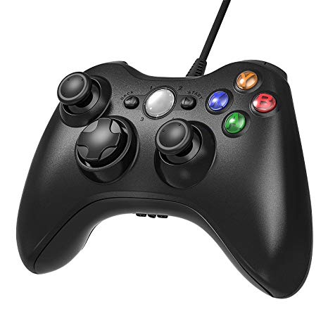 JAMSWALL Xbox 360 Wired Controller,2.4GHZ Game Controller Gamepad Joystick Xbox & Slim 360 PC Windows 7,8,10(Black)