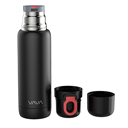 VAVA Vacuum Cup for Traveling 17oz / 500ml Vacuum Insulated Stainless Steel Mug with Two Cups Inside - Keep Hot for 24 Hours FDA Approved