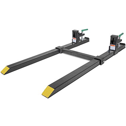 Clamp on Pallet Forks w/ Adjustable Stabilizer Bar LW for loaders 1500lb
