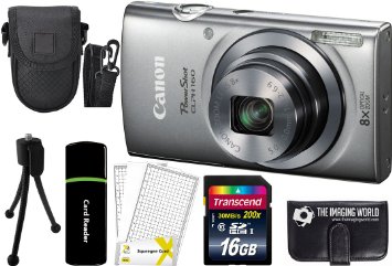 Canon PowerShot ELPH 160 20.0MP Digital Camera (Silver)   16GB Card   Reader   Case   Accessory Bundle