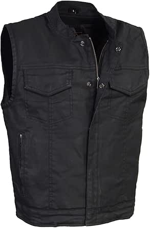 Milwaukee Leather MDM3025 Men’s Black Waxy Coated Denim Club Style Vest