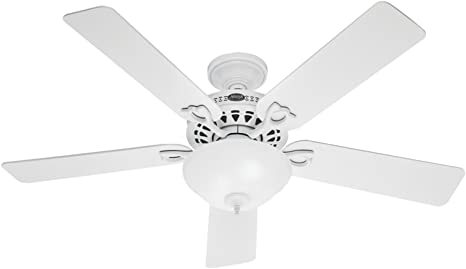 Hunter Indoor Ceiling Fan with light and pull chain control - Astoria 52 inch, White, 53059