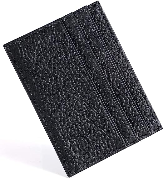 URAQT Credit Card Holder Wallet, RFID Blocking Leather Ultra Slim Wallet, Thin Minimalist Credit Card Case Card Protector, Front Pocket Wallets for Men, Women - 6 Card Slots and 1 Pockets (Black)
