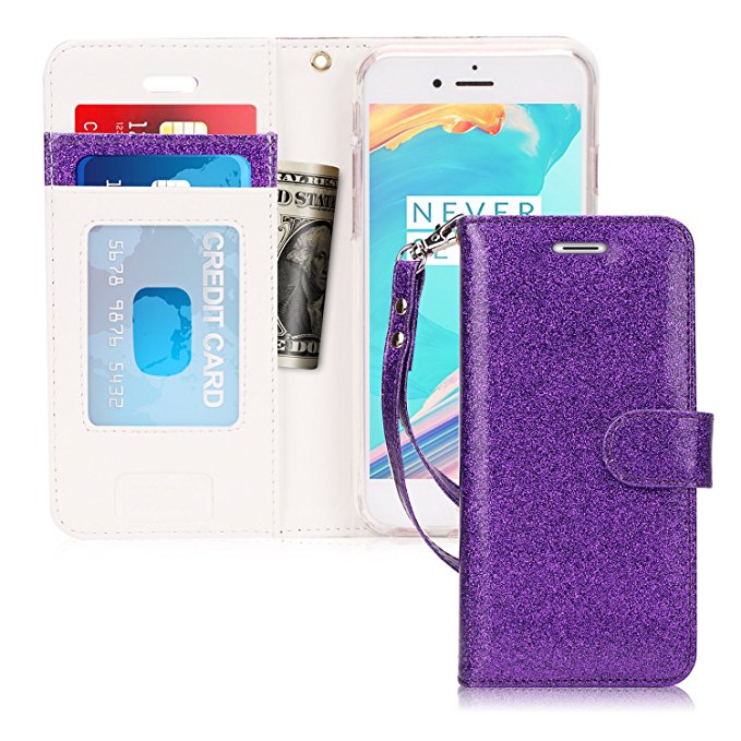 FYY Case for iPhone SE/iPhone 5S, [Kickstand Feature] Flip Folio Leather Wallet Case with ID and Credit Card Pockets for Apple iPhone/5S/5/5C Purple