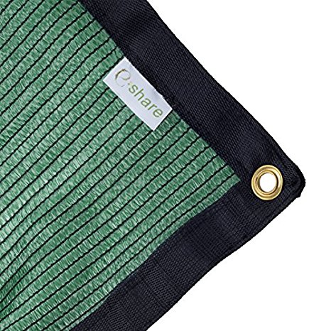 E.share 70% Green Shade Cloth Taped Edge with Grommets UV 12 ft X 6 ft