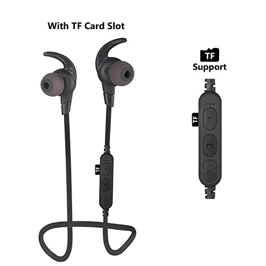 New Generation Bluetooth Headphones with TF Card Slot, Sports Bluetooth Wireless Sports Headset ,Bluetooth 4.2 Noise Cancelling Sweatproof Wireless In-Ear Earbuds Headsets, More Convenient for Sports