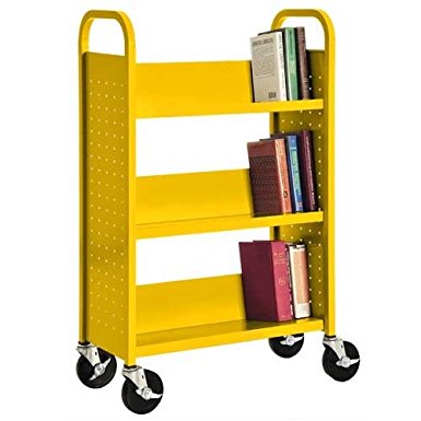 Sandusky Lee SL327-EY Single Sided Sloped Shelf Welded Bookcase, 14" Length, 28" Width, 46" Height, 3 Shelves, Sunshine