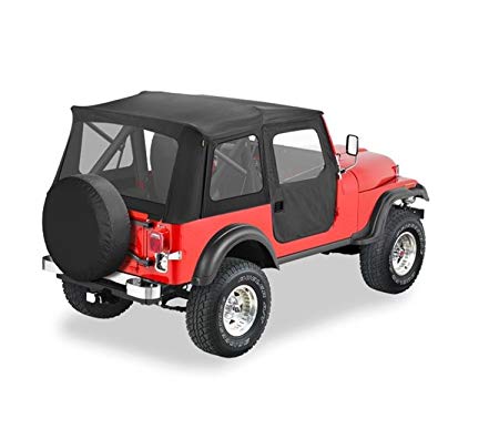 Bestop 51597-01 Black Crush Supertop Classic Replacement Soft Top with Clear Windows; 2-pc. Full Doors for 1976-1983 Jeep CJ-5