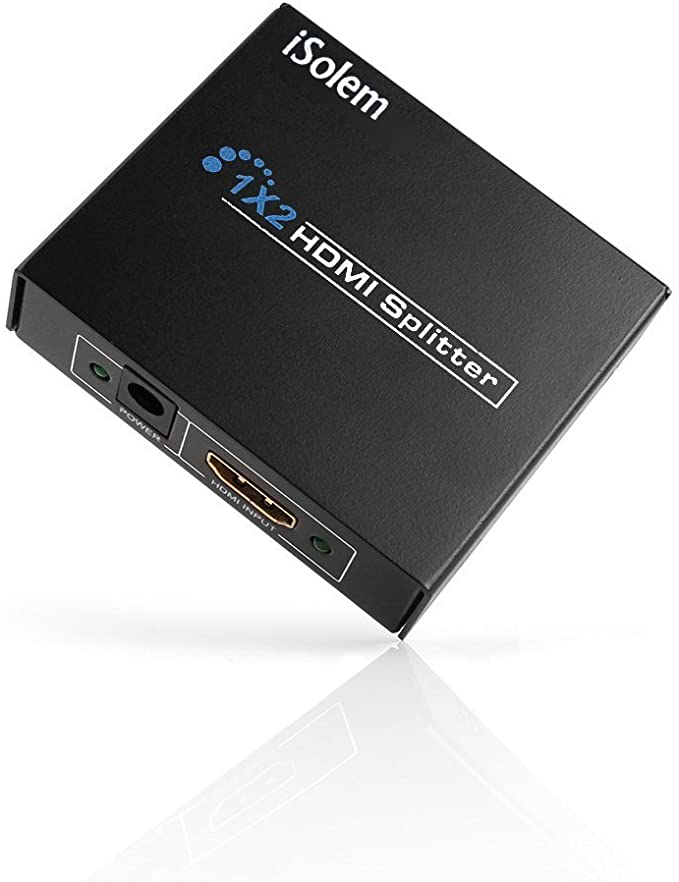 [2 Way] iSolem [1080P FULL HD] 1x2 3D HDMI Switch Box (1 Input x 2 Output) - Splits HDMI Signals (Blu-Ray Player, PS3 / PS4, Xbox 360 / One, Sky HD, etc) to 2 HD Displays (HDTV / Plasma / LCD / Projector)