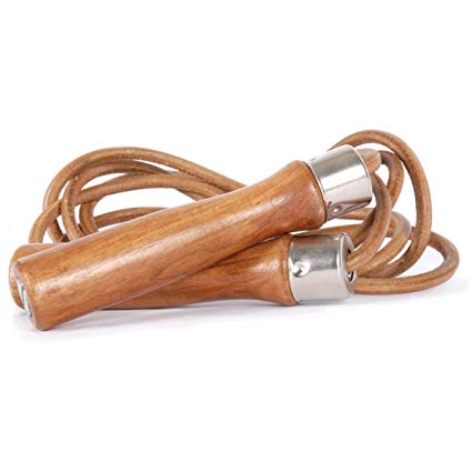 TITLE Wooden Handle Leather Jump Rope