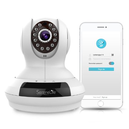 SereneLife Pro HD 720p WiFi Security IP Camera for Wireless Video Surveillance - 1 Account No Fee Mobile and Desktop Access