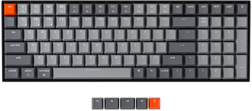 Keychron K4 Wireless Mechanical Gaming Keyboard with White LED Backlight/Gateron G Pro Brown Switch/Wired USB C/96% Layout, 100 Keys Bluetooth Computer Keyboard for Mac Windows PC Gamer - Version 2