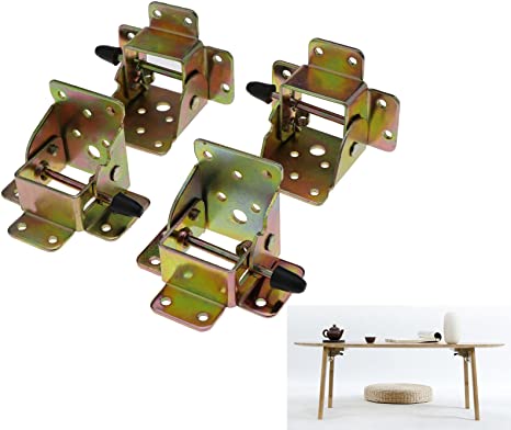 4X Iron Locking Folding Table Chair Leg Brackets Hinge Self Lock Foldable Hinges