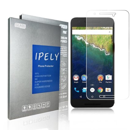 Nexus 6P Screen Protector , Google Nexus 6P Tempered Glass Screen Protector,iPely 99% Clarity 2.5D 0.3mm 9H Hardness Featuring Anti-Scratch, Anti-Fingerprint, Bubble Free- Lifetime Warranty