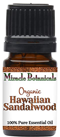 Miracle Botanicals Organic Hawaiian Sandalwood Essential Oil - 100% Pure Santalum Paniculatum - 2.5ml, 5ml, or 10ml Sizes - Therapeutic Grade - 5ml