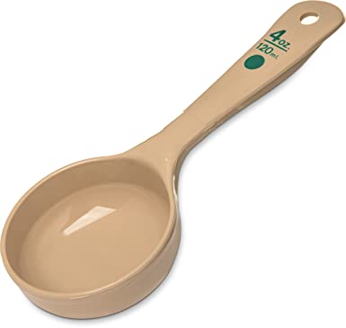 Carlisle 432806 Solid Short Handle Portion Control Spoon, 4 oz, Beige