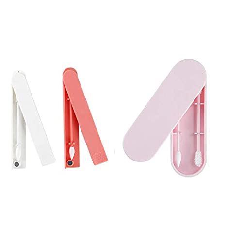 Rnker Last Swab Reusable Medical Silicone Smooth Q-Tip (2pcs White Red) for Cosmetic Makeup for women, Rough Friction Q-Tip (2pcs mixed Pack Pink) for Ears Cleaning