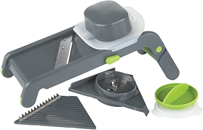 Prepworks by Progressive Compact Mandoline, Features Slice, Julienne and Spiral Cuts and 3 Thicknesses Thin, Medium and Thick, Noodle, Ribbon, Food Slicer, Vegetable Slice