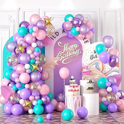 Unicorn Balloons Arch Garland Kit, 135PCS Unicorn Birthday Party Decorations with Pink Purple Teal Blue Confetti Latex Balloons for Girls Unicorn Theme Birthday Party Bridal Baby Shower Decorations