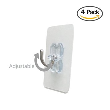 Nicedec New 11 Pound 4 Pack Transparent Heavy Duty Hooks Pack Picture and Frame Hanger Holder, 5kg or 11lb strong Hooks with Electrostatic Adherence, Waterproof and Oilproof
