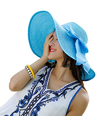 Kaisifei Bowknot Casual Straw Women Summer Hats Big Wide Brim Beach Hat