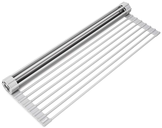 Surpahs Over the Sink Multipurpose Roll-Up Dish Drying Rack (Warm Gray, Large)