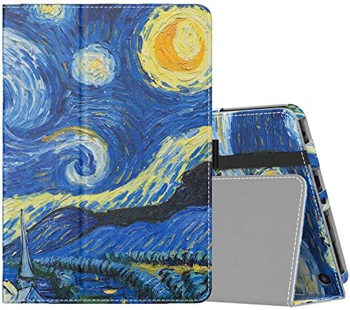 MoKo Case Compatible with All-New Kindle Fire HD 8 Tablet and Fire HD 8 Plus Tablet (10th Generation, 2020 Release),Slim Folding Stand Cover with Auto Wake/Sleep - Starry Night