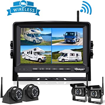 Wireless Backup Camera DVR for RV Truck Trailer Pickup with Monitor Back up Camera Reverse Rear Side View Reversing Stable Signal 1080P Observation System 4 Split with Recording Function eRapta EWX4