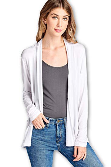 ReneeC. Women's Extra Soft Natural Bamboo Open Front Cardigan - Made in USA