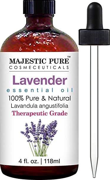 Majestic Pure Lavender Essential Oil from Bulgaria - Pure and Natural, Therapeutic Grade Essential Oil for Aromatherapy, Massage and Use in Skin & Hair Care Products - Promotes Better Sleep, 4 fl oz