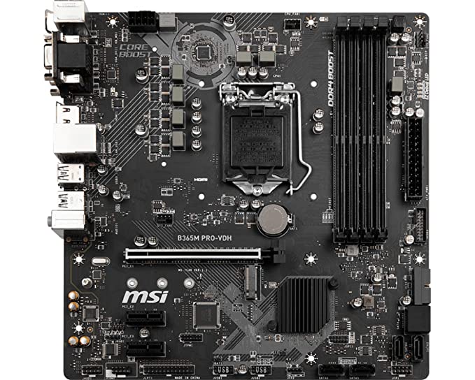 MSI B365M PRO-VDH Intel LGA-1151 Micro-ATX Motherboard with DDR4 2666MHz, Core Boost, DDR4 Boost, Audio Boost and EZ Debug LED