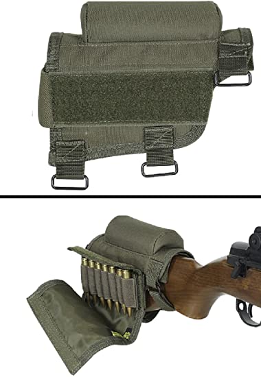 Ultimate Arms Gear Rifle Ammo Round Shot Shell Cartridge Stock Buttstock Cheek Rest Carrier Case Holder Fits ..308 300 Winmag 7.62×63mm Remington Savage Axis 99, OD Olive Drab Green