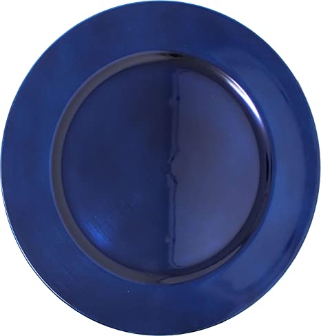 Metallic Foil Charger Plates - Set of 6 - Made of Thick Plastic - Dark Blue