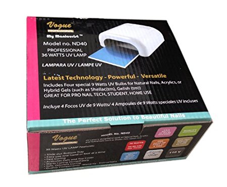 VOGUE PROFESSIONAL UV Nail Lamp dryer 36 watts Curing & Bonding UV hybrid gels Salon Experts.UV Lamp Light for Acrylic, manicure pedicure compatible with Shellac. Home or beauty salons