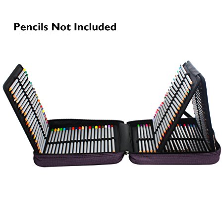 NIUTOP 160 Slots Pencil Case Pen Bag for Coloured Pencil Pens School Stationery Pencil Organizer Drawing Painting Storage Pouch Pencil Box (Purple)