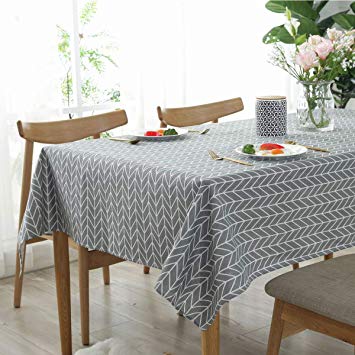 Bringsine Tablecloth Arrow Pattern Cotton Linen Dust-Proof Waterproof Table Cover for Kitchen Dinning Tabletop Linen Decor (Rectangle/Oblong, 35 x 55 Inch, Grey)