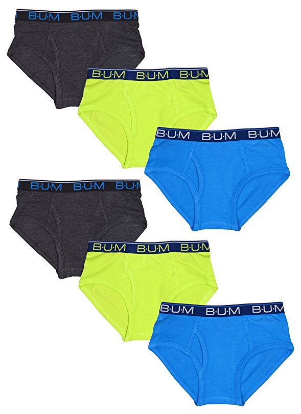 B.U.M. Equipment Boys 6 Pack Cotton/Spandex Stretch Underwear Briefs (More Colors Available)
