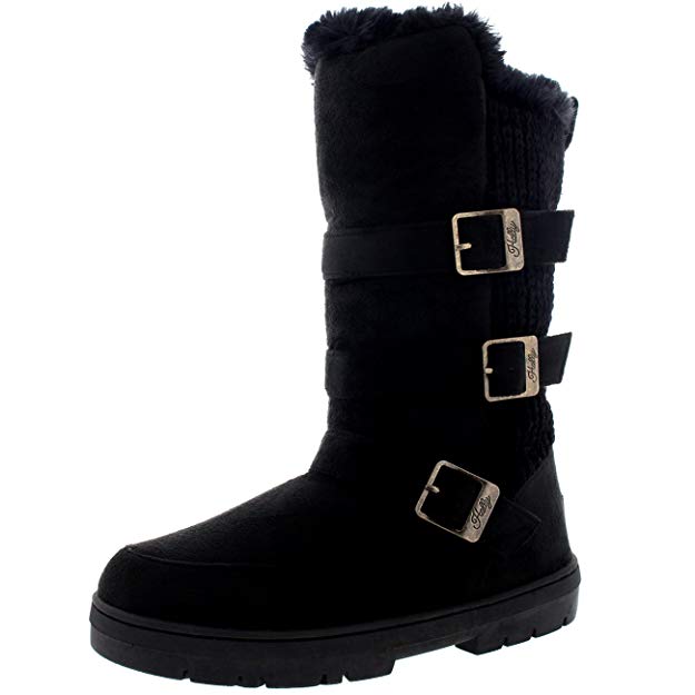 Holly Womens Triple Buckle Waterproof Winter Snow Long Mid Calf Boot