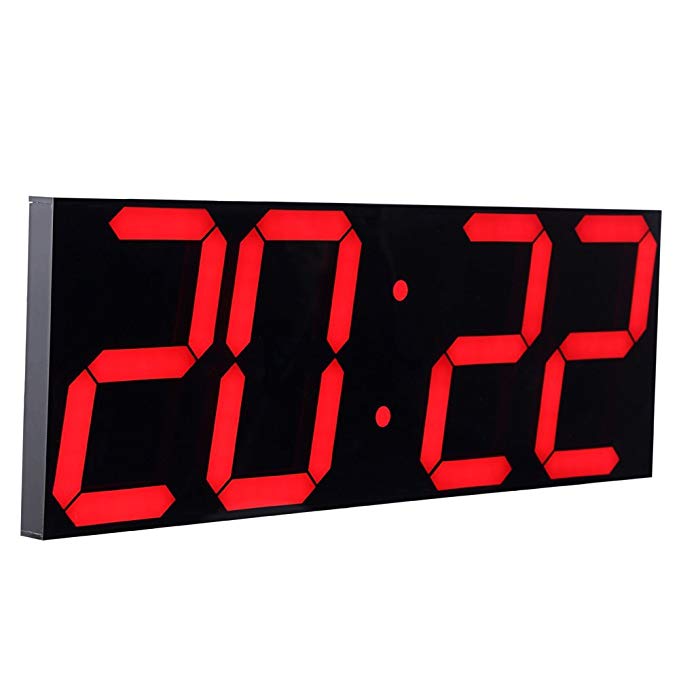 CHKOSDA Remote Control Jumbo Digital Led Wall Clock, Multifunction Led Clock, Large Calendar, Minute Alarm Clock, Countdown Led Clock, Big Thermometer, Mute Clock (Red)